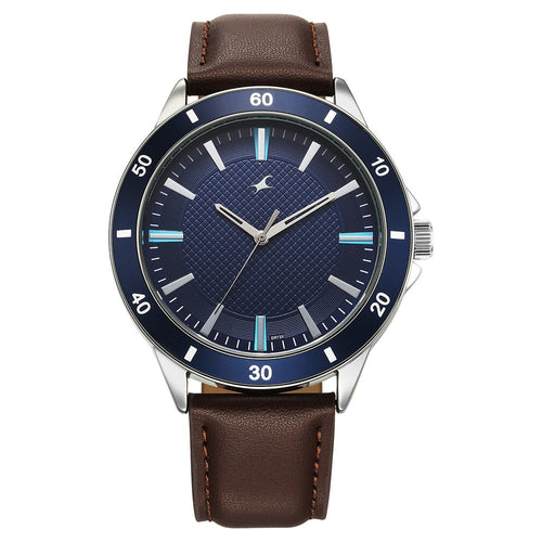 Fastrack Stunners X Quartz Analog Blue Dial Leather Strap Watch For Guys NU38160SL04