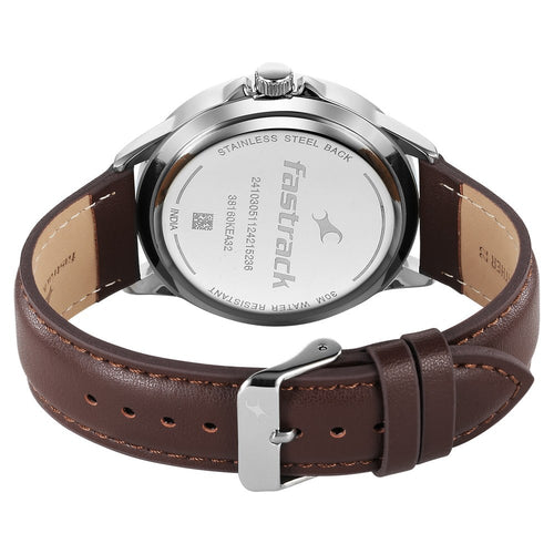 Fastrack Stunners X Quartz Analog Blue Dial Leather Strap Watch For Guys NU38160SL04