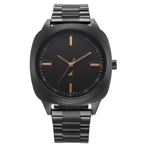 Fastrack Stunners X Quartz Analog Black Dial Stainless Steel Strap Watch For Guys 38161NM01
