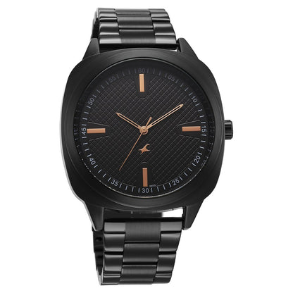 Fastrack Stunners X Quartz Analog Black Dial Stainless Steel Strap Watch For Guys 38161NM01