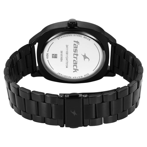 Fastrack Stunners X Quartz Analog Black Dial Stainless Steel Strap Watch For Guys 38161NM01