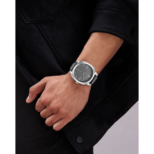 Fastrack Stunners X Quartz Analog Grey Dial Leather Strap Watch For Guys 38161SL01