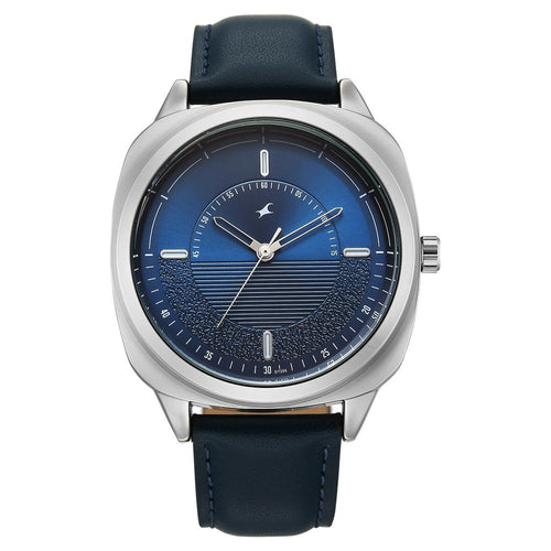 Fastrack Stunners Quartz Analog Blue Dial Grey Leather Strap Watch For Guys 38161SL02