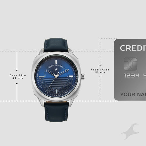 Fastrack Stunners Quartz Analog Blue Dial Grey Leather Strap Watch For Guys 38161SL02