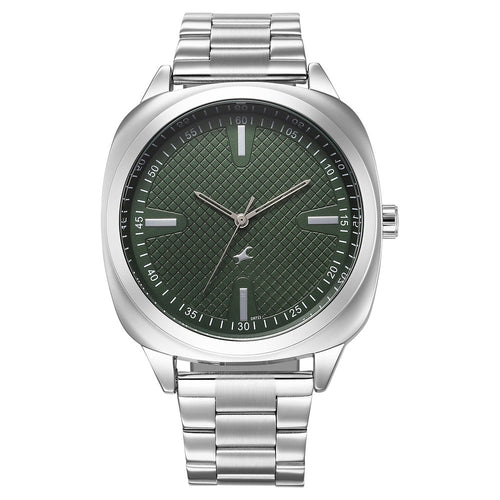 Fastrack Stunners X Quartz Analog Green Dial Stainless Steel Strap Watch For Guys 38161SM01