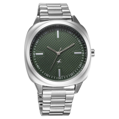 Fastrack Stunners X Quartz Analog Green Dial Stainless Steel Strap Watch For Guys 38161SM01