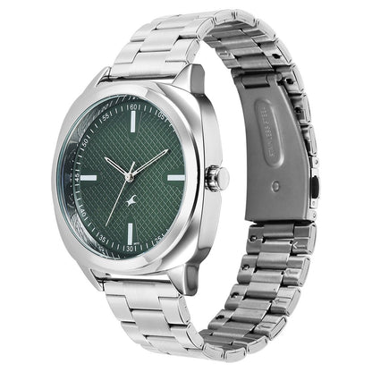 Fastrack Stunners X Quartz Analog Green Dial Stainless Steel Strap Watch For Guys 38161SM01