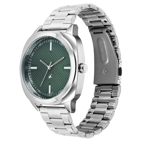 Fastrack Stunners X Quartz Analog Green Dial Stainless Steel Strap Watch For Guys 38161SM01