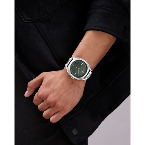 Fastrack Stunners X Quartz Analog Green Dial Stainless Steel Strap Watch For Guys 38161SM01