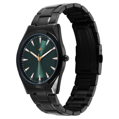 Fastrack Stunners X Quartz Analog Green Dial Stainless Steel Strap Watch For Guys NU38162NM01