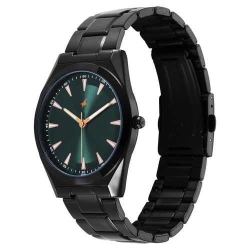 Fastrack Stunners X Quartz Analog Green Dial Stainless Steel Strap Watch For Guys NU38162NM01