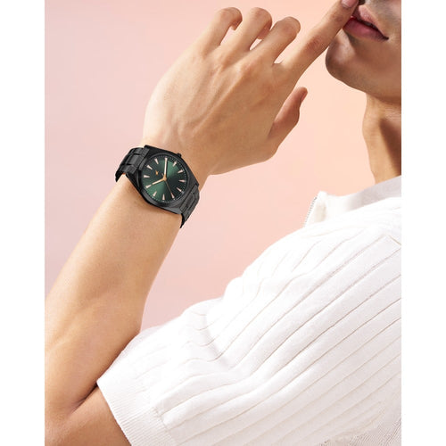 Fastrack Stunners X Quartz Analog Green Dial Stainless Steel Strap Watch For Guys NU38162NM01