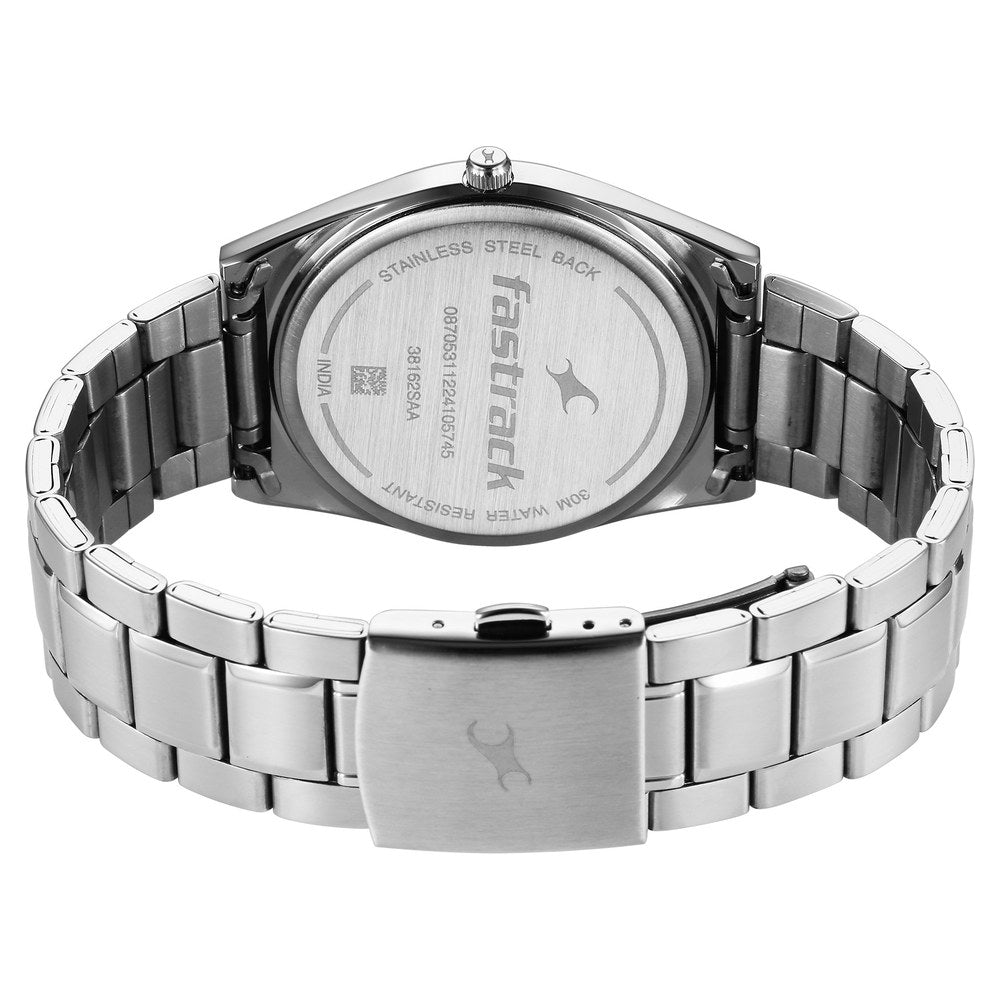 Fastrack Stunners X Quartz Analog Green Dial Stainless Steel Strap Watch For Guys 38162SM02
