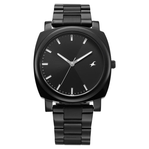 Fastrack Stunners X Quartz Analog Black Dial Stainless Steel Strap Watch For Guys 38164NM01