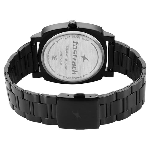 Fastrack Stunners X Quartz Analog Black Dial Stainless Steel Strap Watch For Guys 38164NM01