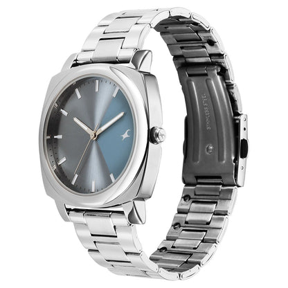 Fastrack Stunners X Quartz Analog Blue Dial Stainless Steel Strap Watch For Guys 38164SM01