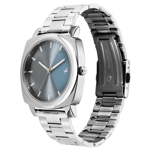 Fastrack Stunners X Quartz Analog Blue Dial Stainless Steel Strap Watch For Guys 38164SM01