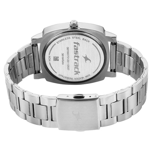 Fastrack Stunners X Quartz Analog Blue Dial Stainless Steel Strap Watch For Guys 38164SM01