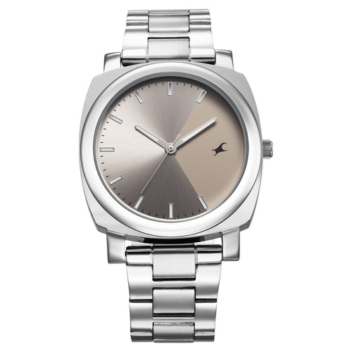 Fastrack Stunners X Quartz Analog Grey Dial Stainless Steel Strap Watch For Guys 38164SM02
