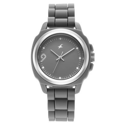 Fastrack Hype Bounce Quartz Analog Grey Dial Grey Silicone Strap Watch For Guys 38170PP01