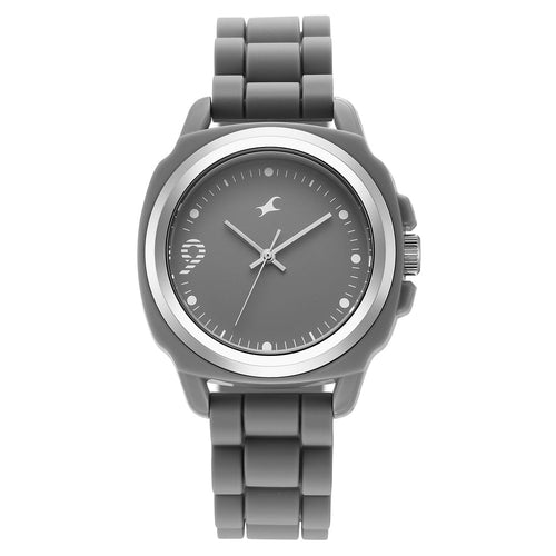 Fastrack Hype Bounce Quartz Analog Grey Dial Grey Silicone Strap Watch For Guys 38170PP01