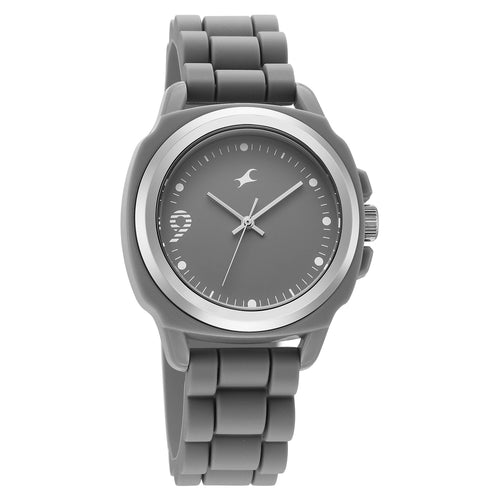 Fastrack Hype Bounce Quartz Analog Grey Dial Grey Silicone Strap Watch For Guys 38170PP01