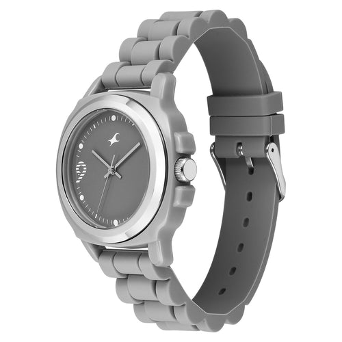 Fastrack Hype Bounce Quartz Analog Grey Dial Grey Silicone Strap Watch For Guys 38170PP01