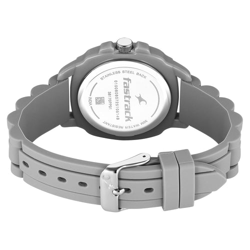 Fastrack Hype Bounce Quartz Analog Grey Dial Grey Silicone Strap Watch For Guys 38170PP01