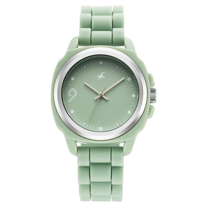 Fastrack Hype Bounce Quartz Analog Green Dial Green Silicone Strap Watch For Guys 38170PP02