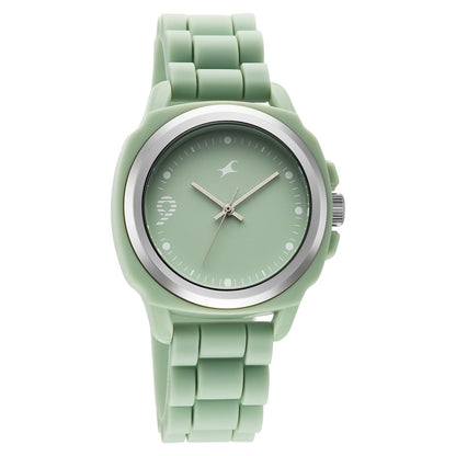 Fastrack Hype Bounce Quartz Analog Green Dial Green Silicone Strap Watch For Guys 38170PP02