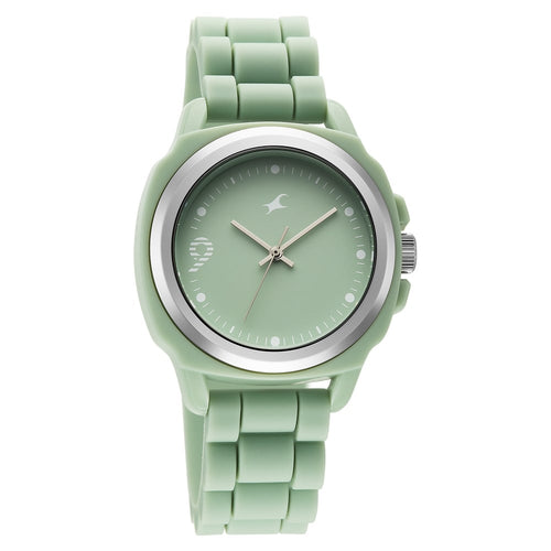 Fastrack Hype Bounce Quartz Analog Green Dial Green Silicone Strap Watch For Guys 38170PP02