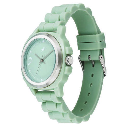 Fastrack Hype Bounce Quartz Analog Green Dial Green Silicone Strap Watch For Guys 38170PP02