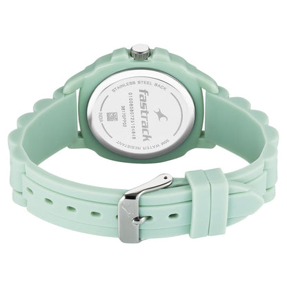 Fastrack Hype Bounce Quartz Analog Green Dial Green Silicone Strap Watch For Guys 38170PP02