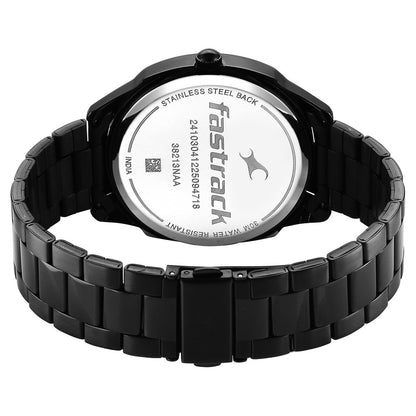 Fastrack Stunners Quartz Analog Green Dial Brown Stainless Steel Strap Watch For Guys 38213NM01