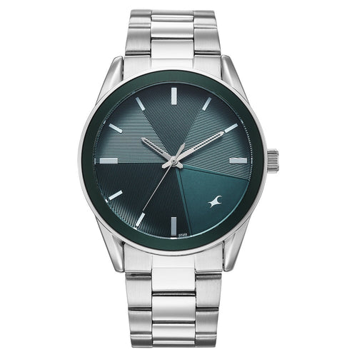 Fastrack Stunners Quartz Analog Teal Dial Silver Stainless Steel Strap Watch For Guys 38215KM01