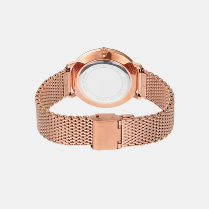 Pyper Women Quartz Rose Gold Dial Analog Mesh Watch MK4340