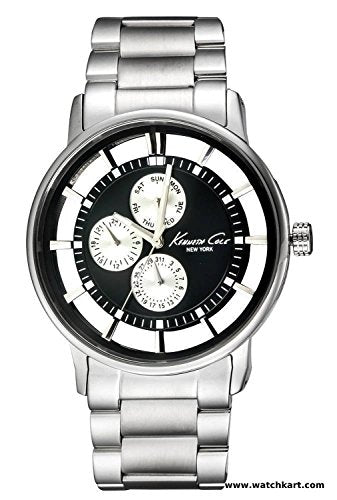 Kenneth Cole Quartz Analog Black Dial Silver Stainless Steel Strap Watch for Men IKC9115
