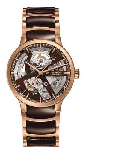 Rado Centrix Brown Skeleton Dial Automatic R30181312 Watch for Men