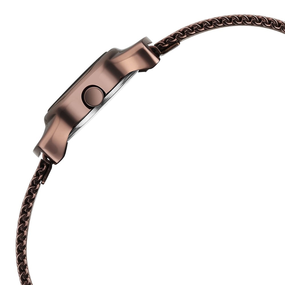 Fastrack Pulse Quartz Analog White Dial Brown Stainless Steel Strap Watch For Girls NT6004QM02F