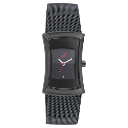 Fastrack Pulse Quartz Analog Black Dial Stainless Steel Strap Watch for Girls NT6093NM01