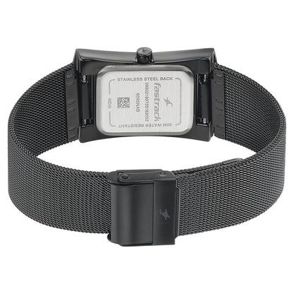 Fastrack Pulse Quartz Analog Black Dial Stainless Steel Strap Watch for Girls NT6093NM01