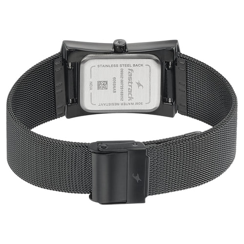 Fastrack Pulse Quartz Analog Black Dial Stainless Steel Strap Watch for Girls NT6093NM01