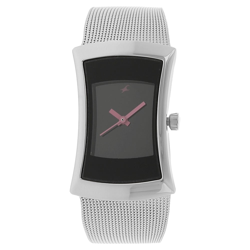 Fastrack Quartz Analog Black Dial Metal Strap Watch for Girls NT6093SM01