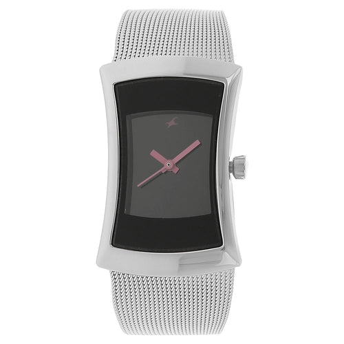 Fastrack Quartz Analog Black Dial Metal Strap Watch for Girls NT6093SM01
