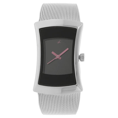 Fastrack Quartz Analog Black Dial Metal Strap Watch for Girls NU6093SM01