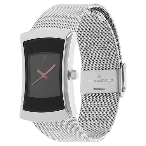 Fastrack Quartz Analog Black Dial Metal Strap Watch for Girls NT6093SM01