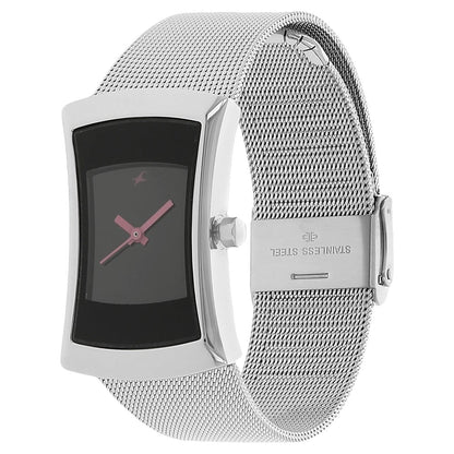 Fastrack Quartz Analog Black Dial Metal Strap Watch for Girls NU6093SM01