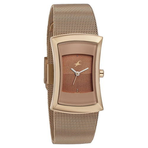 Fastrack Pulse Quartz Analog Two Toned Dial Stainless Steel Strap Watch for Girls NU6093WM01