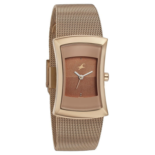 Fastrack Pulse Quartz Analog Two Toned Dial Stainless Steel Strap Watch for Girls NU6093WM01