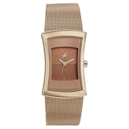 Fastrack Pulse Quartz Analog Two Toned Dial Stainless Steel Strap Watch for Girls NT6093WM01
